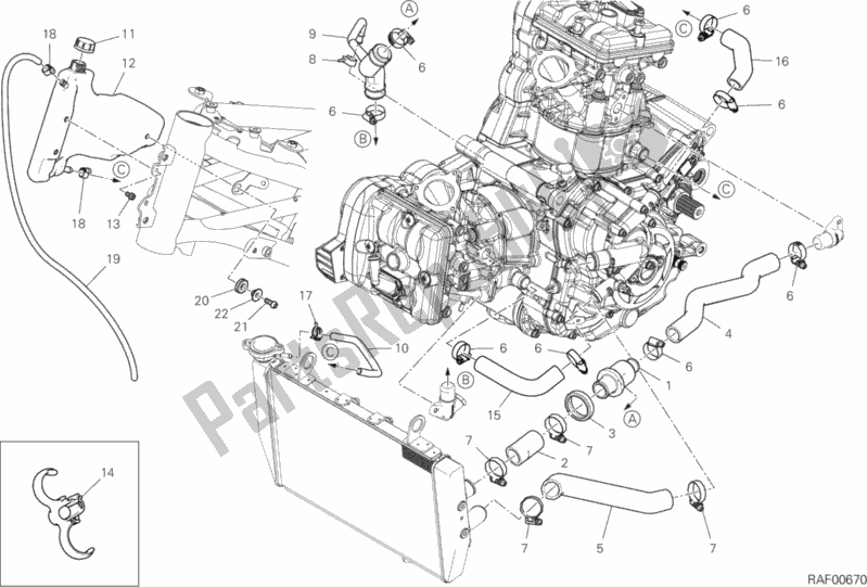 All parts for the Cooling Circuit of the Ducati Multistrada 950 S SW 2020